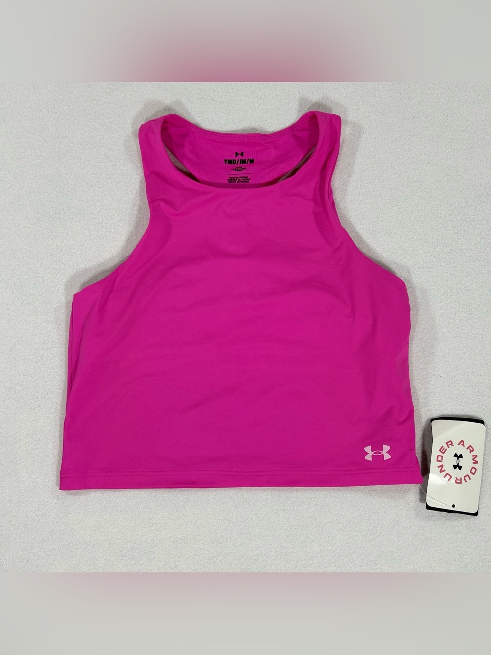 Under Armour Girls' Motion Cropped Tank Bright Pink Size Youth Medium